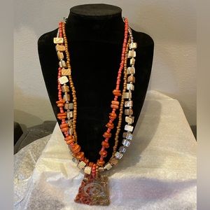 Sandstone Pendant and Crystal Necklace